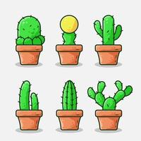 conjunto de ilustración de dibujos animados de vector de cactus