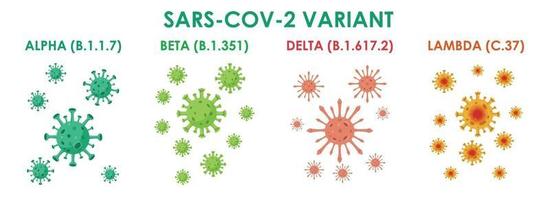 Ilustración de covid-19 del virus variante sars-cov-2 vector