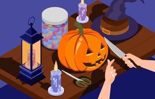 Autumn Activity for Halloween Preparation Concept vector