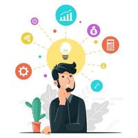 Flat Mind Map with Entrepreneur Character vector