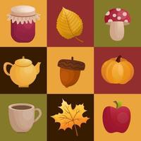 conjunto de iconos de otoño vector