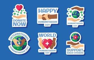 World Humanitarian Day Sticker Set vector