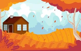 House in Autumn Scenery vector