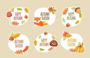 Hello Autumn Sticker Set vector