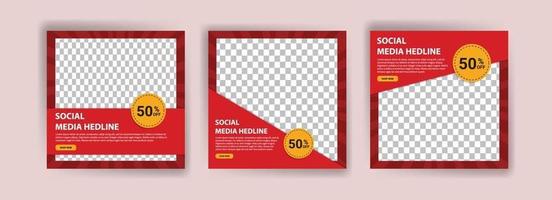 Set of Editable minimal square banner template. vector