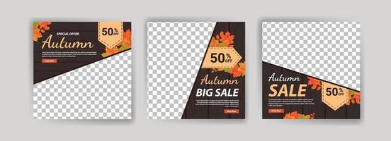 Social media poster template for autumn sales promotion. vector