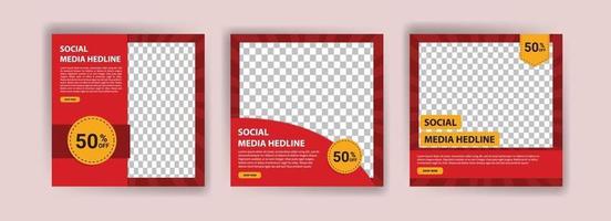 Set of Editable minimal square banner template. vector