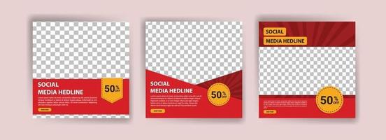 Set of Editable minimal square banner template. vector