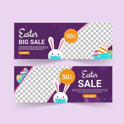 Easter Sale Banner Vector. Easter poster and banner template.