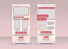 World Blood Donor Day. Roll up banner. Standee banner design. vector