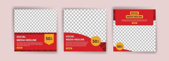 Set of Editable minimal square banner template. vector