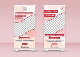 World Blood Donor Day. Roll up banner. Standee banner design. vector