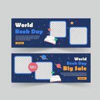 Social media post template for World Book Day. vector