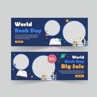 Social media post template for World Book Day. vector