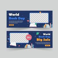 Social media post template for World Book Day. vector