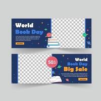 Social media post template for World Book Day. vector