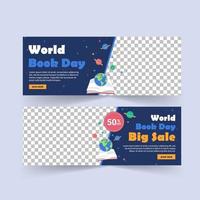 Social media post template for World Book Day. vector