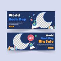 Social media post template for World Book Day. vector