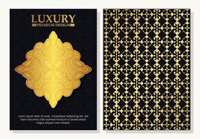 tarjeta de felicitación de patrón de ornamento de oro de lujo vector