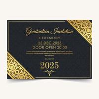 Elegant graduation invitation template with ornament vector