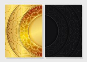 Luxury gold border pattern cover template vector