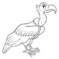 Animal character funny vulture in line style. Children's illustration.