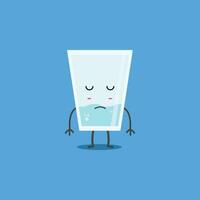 lindo diseño de personaje de vaso de agua triste vector