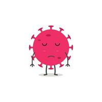 Cute Sad Virus Character Design. vector