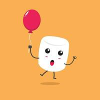 Cute Marshmallow With Ballon Character Design vector