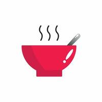 Bowl of hot soup with spoon for web and mobile, modern minimalistic vector