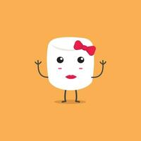 Cute Girl Marshmallow Mascot Character Design vector