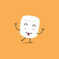 Cute Marshmallow With Mocking Face Character Design vector