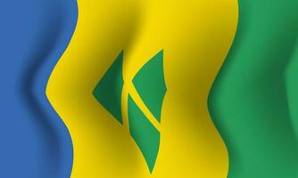 Background waving in the wind St. Vincent Grenadines flag. Background vector