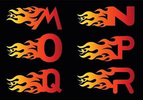 M to R Fire Letter Logo Design Template vector