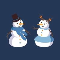 Happy snowman. Merry holiday decorations for New Year and Christmas vector