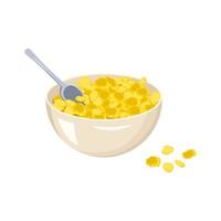 A bowl of cornflakes and a spoon. Fast food breakfast or snack vector