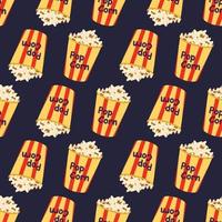 seamless pattern with a box of popcorn. Print for cinema vector