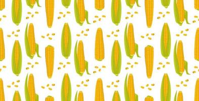 patrón sin fisuras con mazorcas de maíz. impresión de cosecha vector