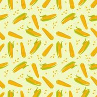 Seamless pattern with ears of corn on a green background. vector