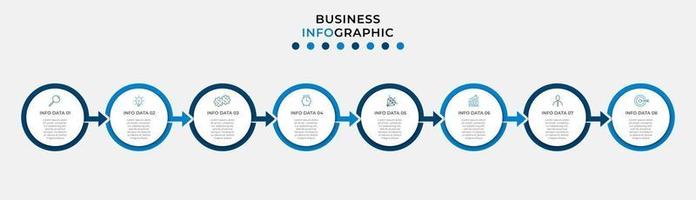 Plantilla de diseño infográfico con iconos y 8 opciones o pasos. vector