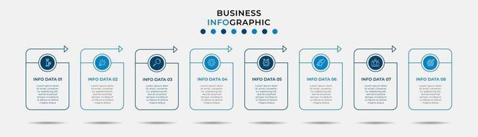 Plantilla de diseño infográfico con iconos y 8 opciones o pasos. vector