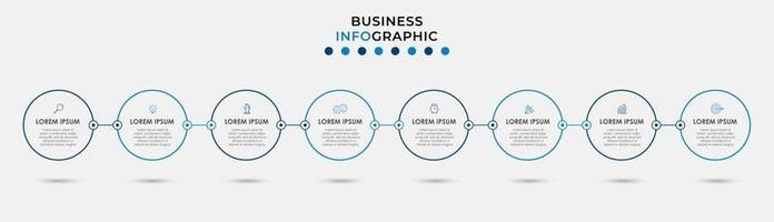 Plantilla de diseño infográfico con iconos y 8 opciones o pasos. vector