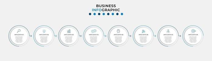 Plantilla de diseño infográfico con iconos y 8 opciones o pasos. vector