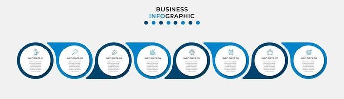 Plantilla de diseño infográfico con iconos y 8 opciones o pasos. vector