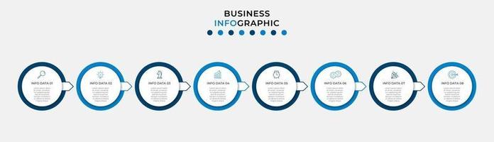 Plantilla de diseño infográfico con iconos y 8 opciones o pasos. vector