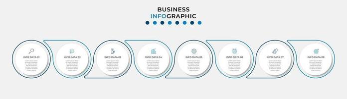 Plantilla de diseño infográfico con iconos y 8 opciones o pasos. vector