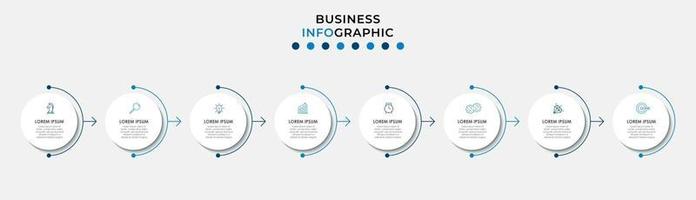 Plantilla de diseño infográfico con iconos y 8 opciones o pasos. vector