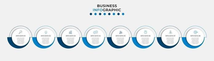 Plantilla de diseño infográfico con iconos y 8 opciones o pasos. vector