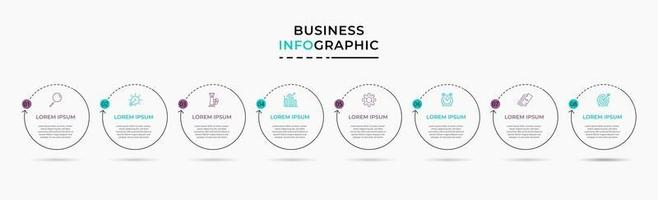 Plantilla de diseño infográfico con iconos y 8 opciones o pasos. vector