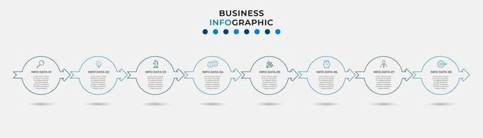 Plantilla de diseño infográfico con iconos y 8 opciones o pasos. vector